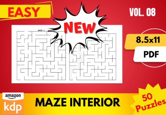 Elevate Your Publishing with 50 EASY Maze Puzzles KDP Interior